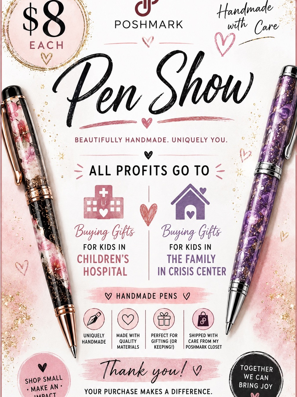 🖊️ $8 Handmade Pen Show | Every Purchase Gives Back 💜